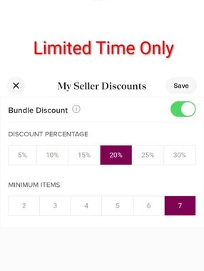 Poshmark Seller Discount Screen - 20% Bundle Discount Limited Time